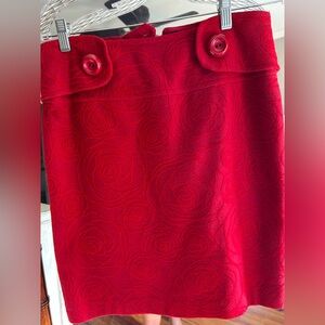 Sara Jane  Red Textured Pencil Skirt